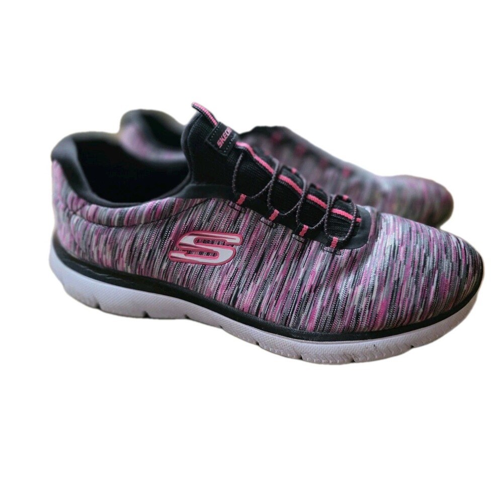Skechers Women Memory Foam Summits Light Dreaming Pink Black Heathered Bling 10